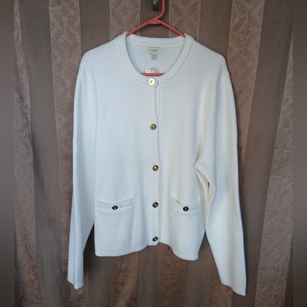 💎 J Crew Women's White Button-Up Cardigan Sweater NWT #0059